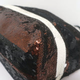 Prada Sequined Striped Tote Brown/Black Extra Large Shoulder Bag