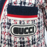 Gucci Sega Logo Tweed Blazer White/Navy Size 38 Single Breasted Jacket