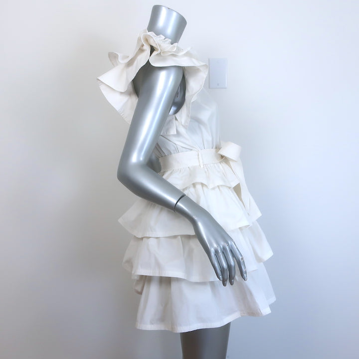 Ulla Johnson Lulua Ruffled Mini Dress White Cotton Size 4