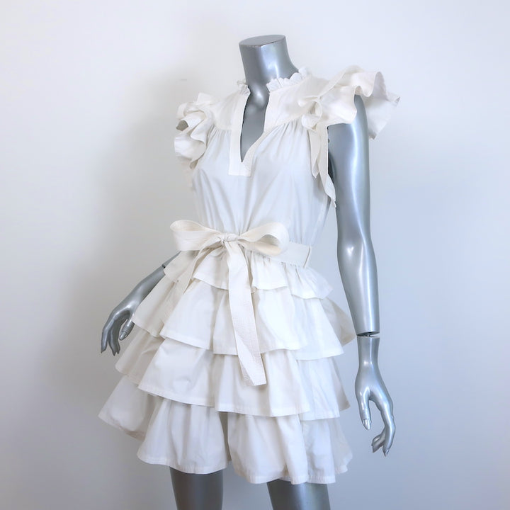 Ulla Johnson Lulua Ruffled Mini Dress White Cotton Size 4