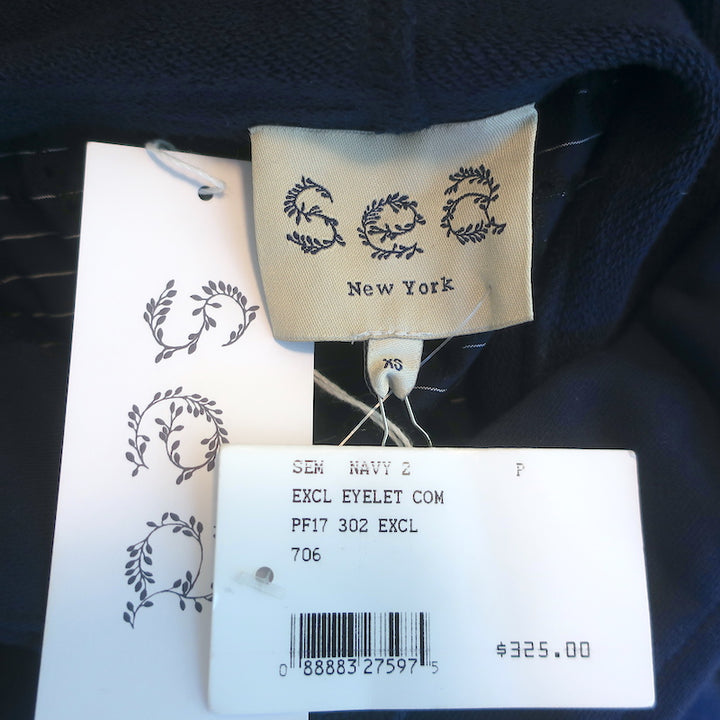 SEA Broderie Anglaise Back Hoodie Sweatshirt Navy Cotton Size Extra Small NEW