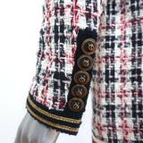 Gucci Sega Logo Tweed Blazer White/Navy Size 38 Single Breasted Jacket