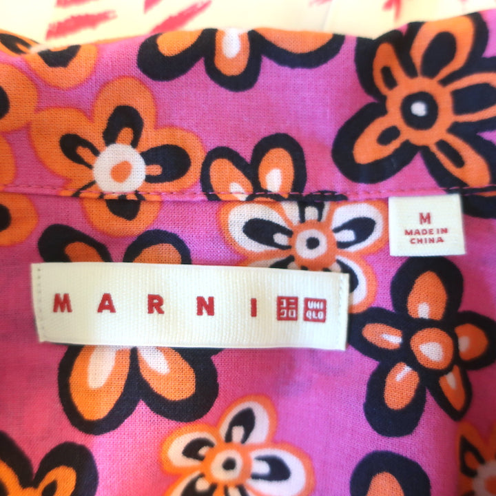 Uniqlo x Marni Short Sleeve Pleated Shirtdress Floral &amp; Check Print Size Medium