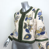 Veronica Beard Benicia Embroidered Silk Jacket Cream/Multi Size 8