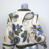 Veronica Beard Benicia Embroidered Silk Jacket Cream/Multi Size 8