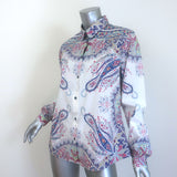 Etro Paisley Button Down Shirt White/Multicolor Cotton Size 46 Long Sleeve Top