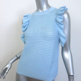 Eleven Six Viola Ruffled Knit Tank Top Sky Blue Cotton Size Small NEW