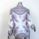 Etro Paisley Button Down Shirt White/Multicolor Cotton Size 46 Long Sleeve Top