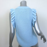 Eleven Six Viola Ruffled Knit Tank Top Sky Blue Cotton Size Small NEW