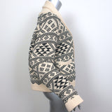 THE GREAT Fair Isle Lodge Cardigan Cream/Black Cotton-Blend Size 3