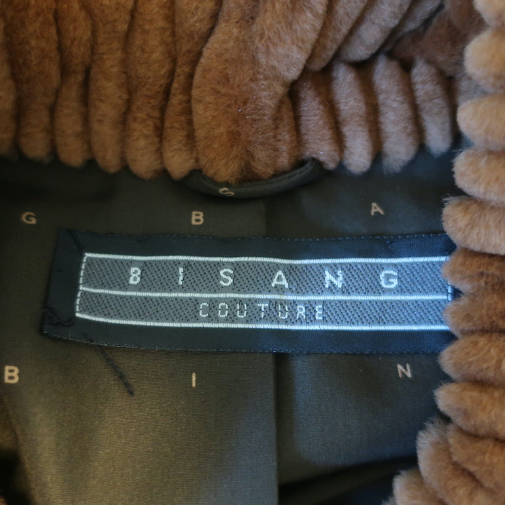 Bisang Couture Laser Groove Sheared Mink Coat Brown Size Large