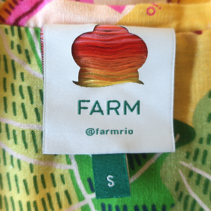 FARM Rio Beaks And Bananas Tiered Midi Skirt Yellow Linen-Blend Size Small