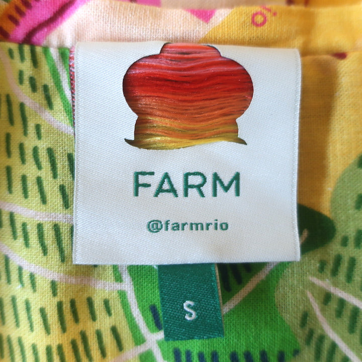 FARM Rio Beaks And Bananas Tiered Midi Skirt Yellow Linen-Blend Size Small