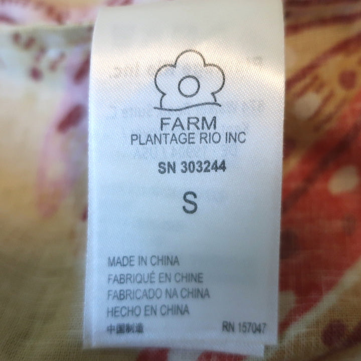 FARM Rio Beaks And Bananas Tiered Midi Skirt Yellow Linen-Blend Size Small
