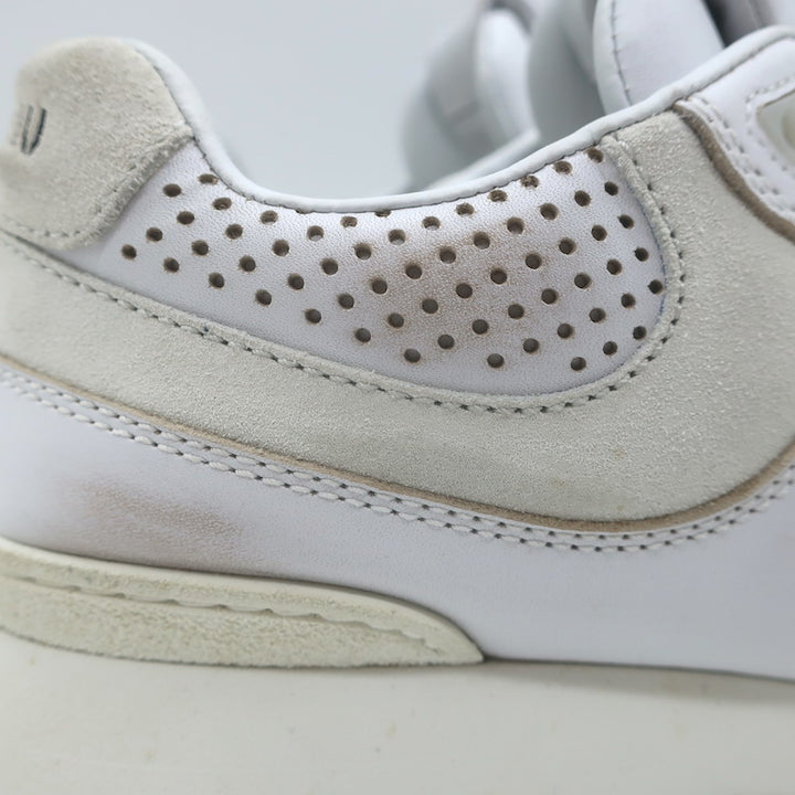 Miu Miu Distressed Low Top Sneakers White Perforated Leather &amp; Suede Size 38.5