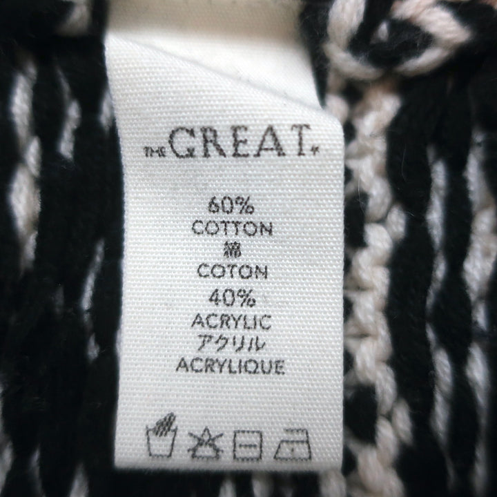 THE GREAT Fair Isle Lodge Cardigan Cream/Black Cotton-Blend Size 3