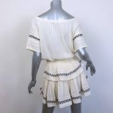 LoveShackFancy Off the Shoulder Embroidered Mini Dress Ivory Size Extra Small