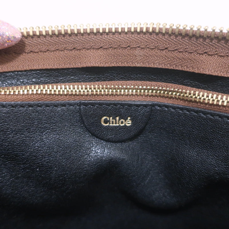 Chloe Marcie Medium Perforated Leather Shoulder Bag Brown Leather Crossbody