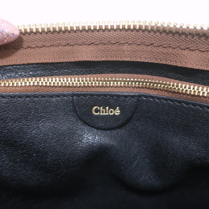 Chloe Marcie Medium Perforated Leather Shoulder Bag Brown Leather Crossbody