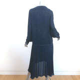 Yune Ho Shirtdress Navy Crepe Size 38 Long Sleeve Midi Dress
