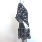 Veronica Beard Makai Mini Dress Navy Paisley Print Ruched Silk Size 6