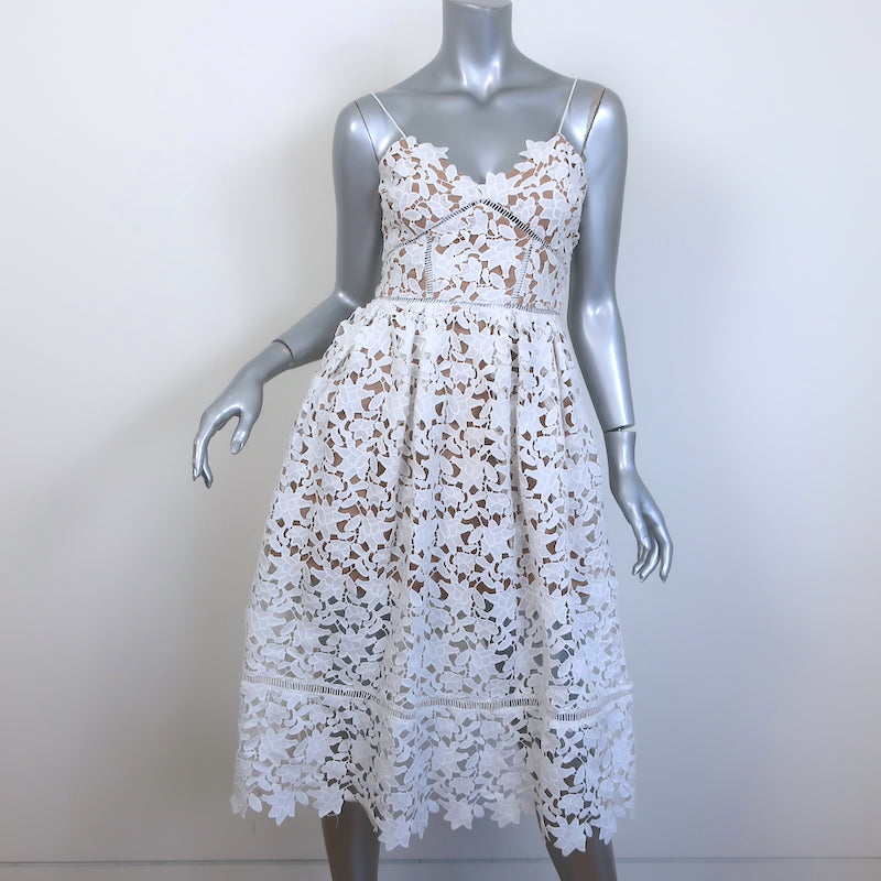 azaelea guipure lace midi dress Self Portrait Azaelea Flared Lace Midi Dress