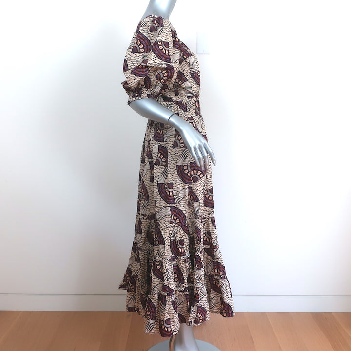 Ulla Johnson Puff Sleeve Midi Dress Juniper Printed Cotton Size 12
