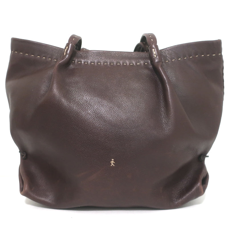 Henry Beguelin Zip-Top Tote Dark Brown Leather Large Shoulder Bag
