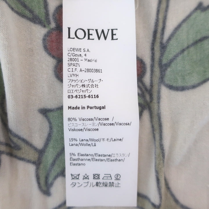 Loewe Herbarium Turtleneck Top White/Multicolor Stretch Wool Jersey Size Small