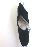 Jil Sander Cashmere Long Cardigan with Fox Fur Cuffs Black Size Medium