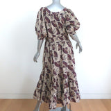 Ulla Johnson Puff Sleeve Midi Dress Juniper Printed Cotton Size 12