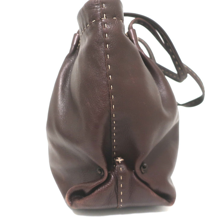 Henry Beguelin Zip-Top Tote Dark Brown Leather Large Shoulder Bag