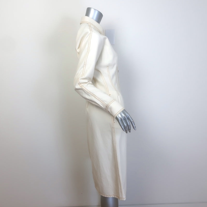Tory Burch Long Sleeve Denim Shirt Dress Ecru Size 4 NEW