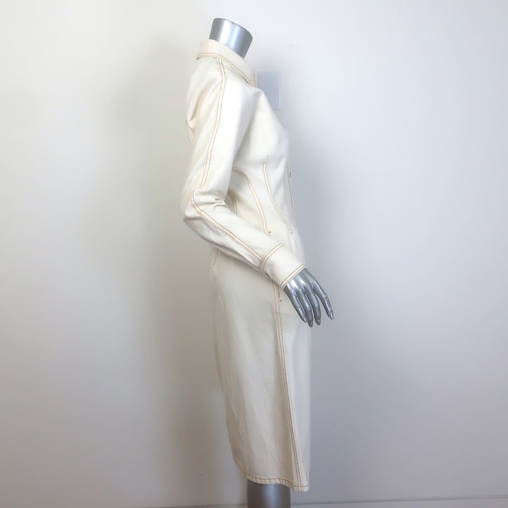 Tory Burch Long Sleeve Denim Shirt Dress Ecru Size 4 NEW