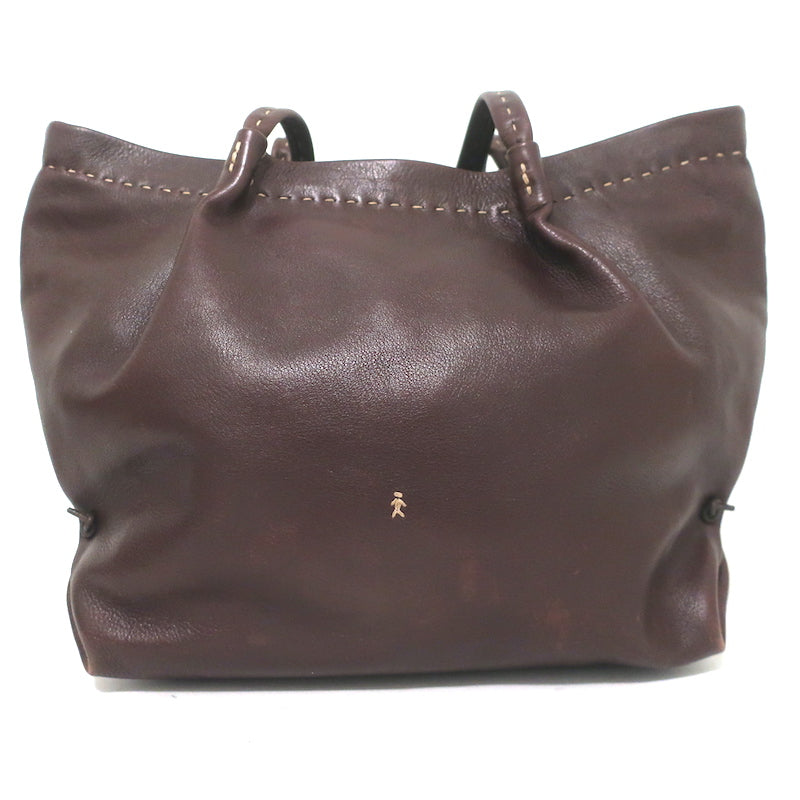 Henry Beguelin Zip-Top Tote Dark Brown Leather Large Shoulder Bag