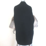 Jil Sander Cashmere Long Cardigan with Fox Fur Cuffs Black Size Medium