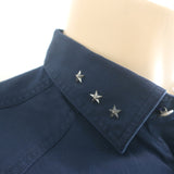 Gucci Military Shirt Navy Star-Embellished Cotton Size 39 - 15 1/2