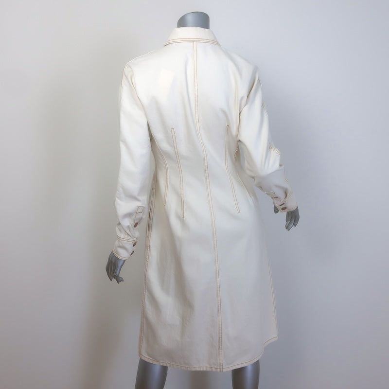 Tory Burch Long Sleeve Denim Shirt Dress Ecru Size 4 NEW
