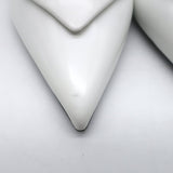 Prada Logo Pointed Toe Slingback Ballet Flats White Brushed Leather Size 38