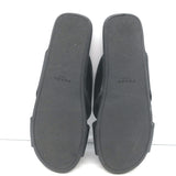 Prada Crisscross Flat Slide Sandals Black Brushed Leather Size 38