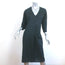 Elaine Kim Tie-Back Dress Black Cotton Size Petite 3/4 Sleeve V-Neck