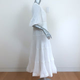 Zimmermann Pleated Midi Dress White Size 3 Puff Sleeve V-Neck NEW