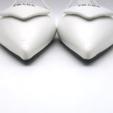 Prada Logo Pointed Toe Slingback Ballet Flats White Brushed Leather Size 38