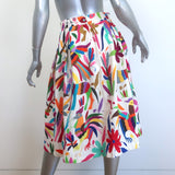 Draco Embroidered Pleated Midi Skirt Cream/Multicolor Size Small