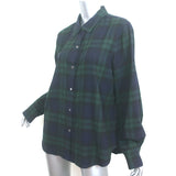 Jenni Kayne Flannel Plaid Shirt Green/Navy Cotton Size Large Long Sleeve Top