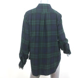 Jenni Kayne Flannel Plaid Shirt Green/Navy Cotton Size Large Long Sleeve Top