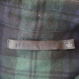 Jenni Kayne Flannel Plaid Shirt Green/Navy Cotton Size Large Long Sleeve Top