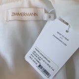 Zimmermann Pleated Midi Dress White Size 3 Puff Sleeve V-Neck NEW
