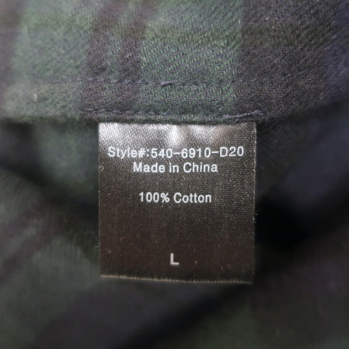 Jenni Kayne Flannel Plaid Shirt Green/Navy Cotton Size Large Long Sleeve Top