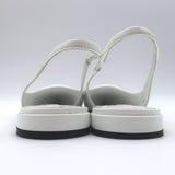 Prada Logo Pointed Toe Slingback Ballet Flats White Brushed Leather Size 38